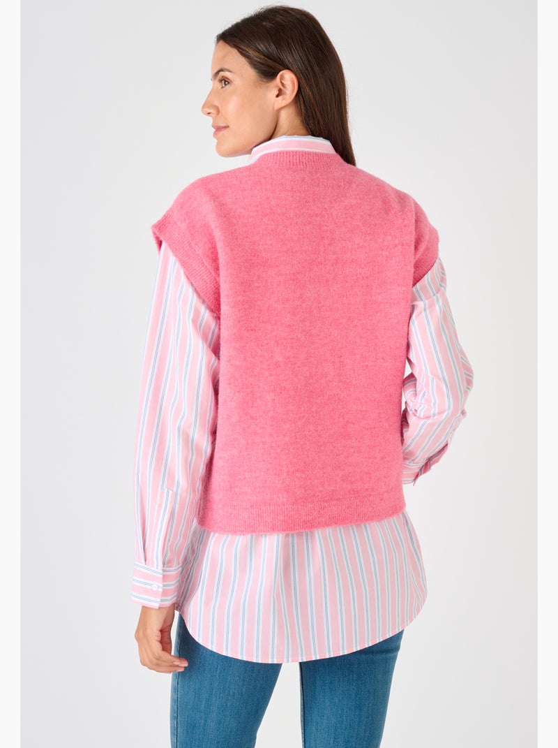 Pull sans manches toucher doux - Damart Rose - Kiabi