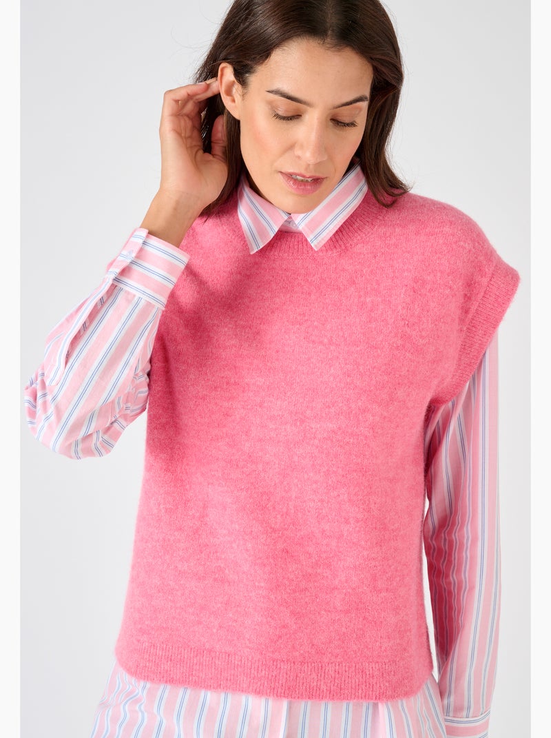 Pull sans manches toucher doux - Damart Rose - Kiabi