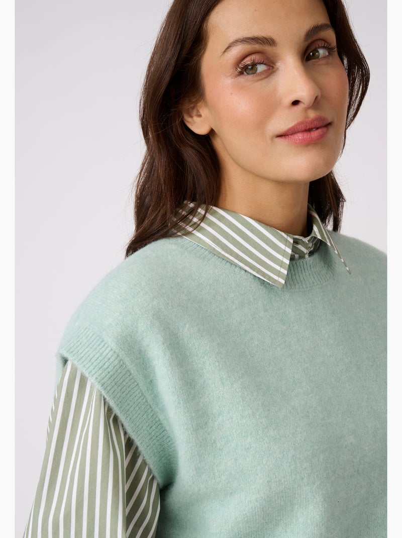 Pull sans manches toucher doux - damart Vert - Kiabi
