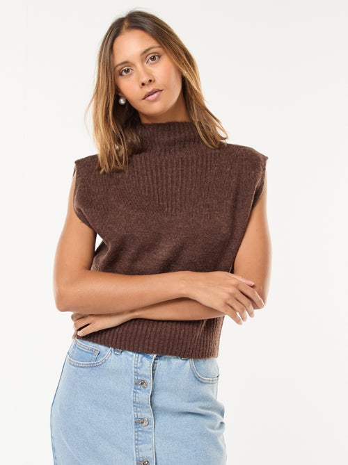 Pull sans manches uni avec col montant - Kiabi