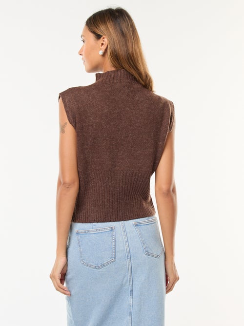 Pull sans manches uni avec col montant - Kiabi