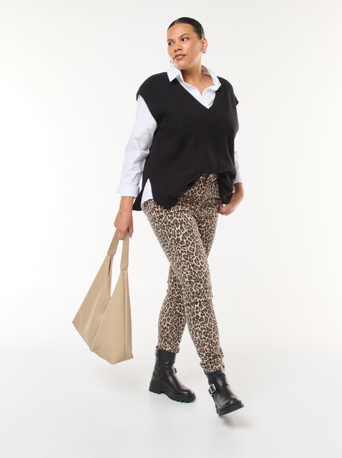 Pull sans manches uni en maille tricot - Kiabi