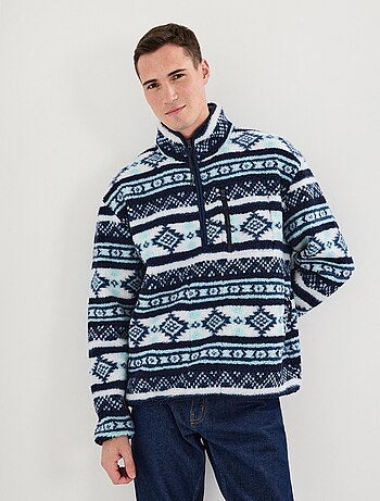 Pull Sherpa avec fermeture éclair, MO Fashion