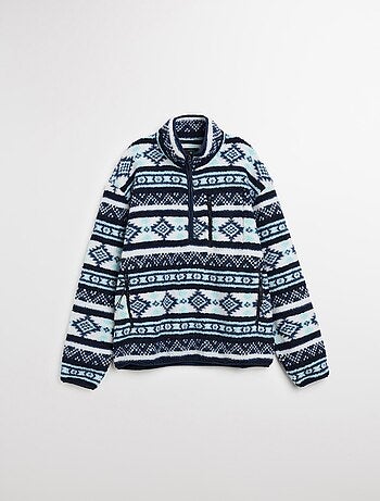 Pull Sherpa avec fermeture éclair, MO Fashion