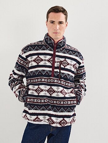 Pull Sherpa avec fermeture éclair, MO Fashion