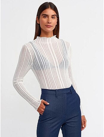 Pull slim à col montant court et côtes dilvin