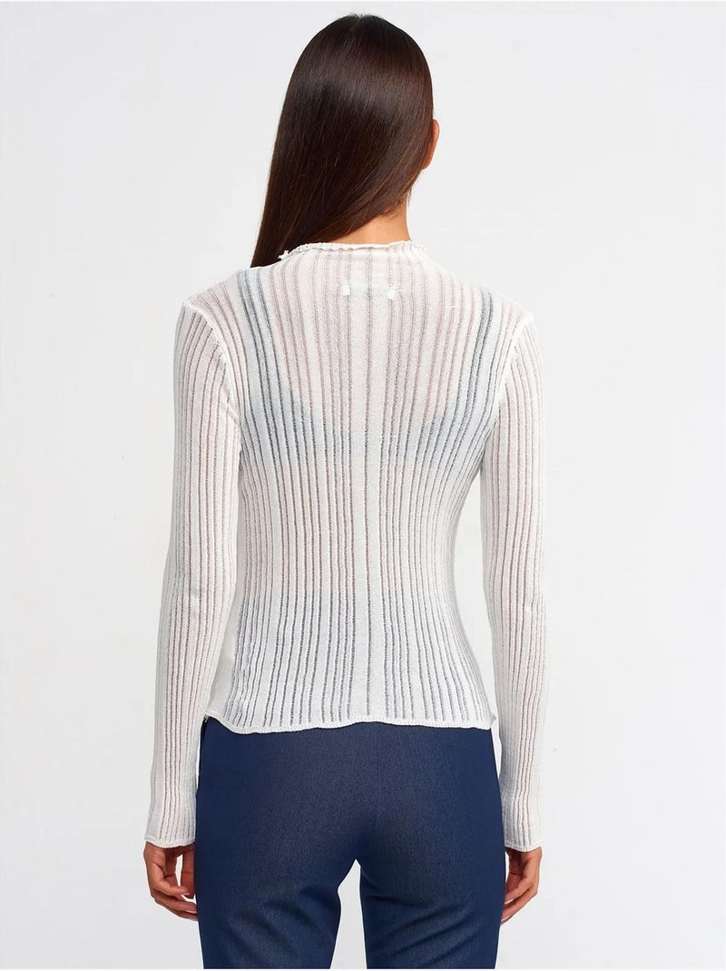 Pull slim à col montant court et côtes dilvin Blanc - Kiabi