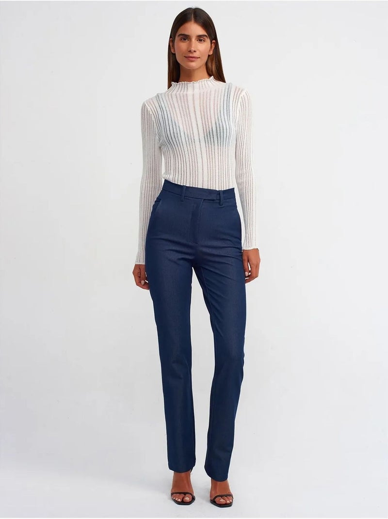 Pull slim à col montant court et côtes dilvin Blanc - Kiabi