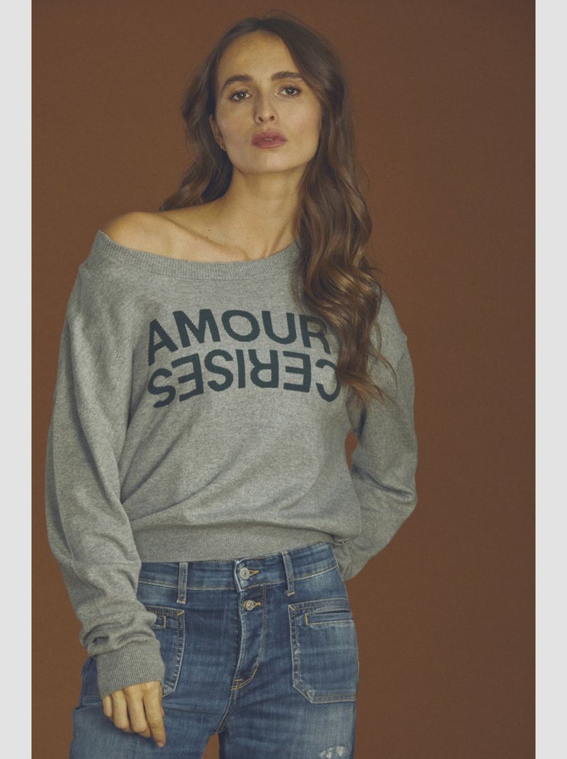 Pull SPIRO 'Le Temps Des Cerises' Gris - Kiabi