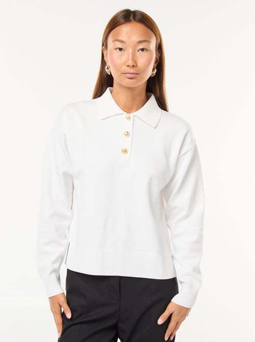 Pull style polo en maille stretch - Kiabi