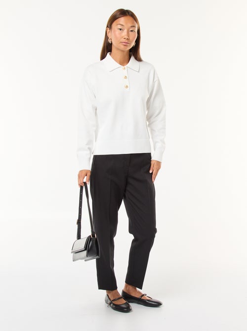 Pull style polo en maille stretch - Kiabi