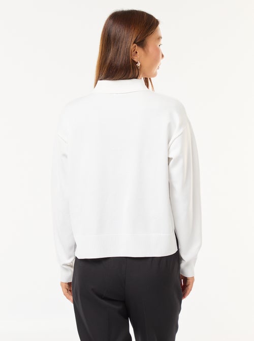 Pull style polo en maille stretch - Kiabi