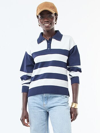 Pull style polo en maille stretch