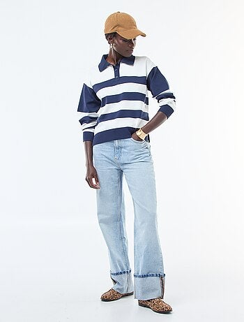 Pull style polo en maille stretch