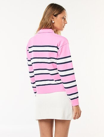 Pull style polo en maille stretch