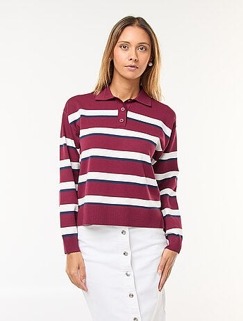 Pull style polo en maille stretch