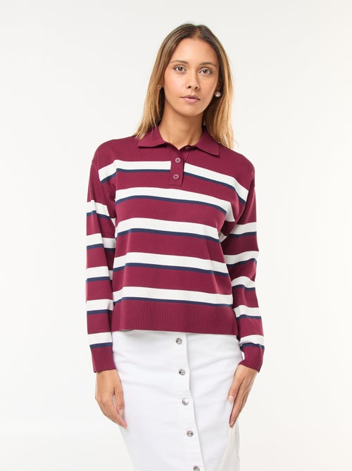 Pull style polo en maille stretch - Kiabi