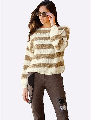 Pull superbe mélange de matières - taille standard - helline