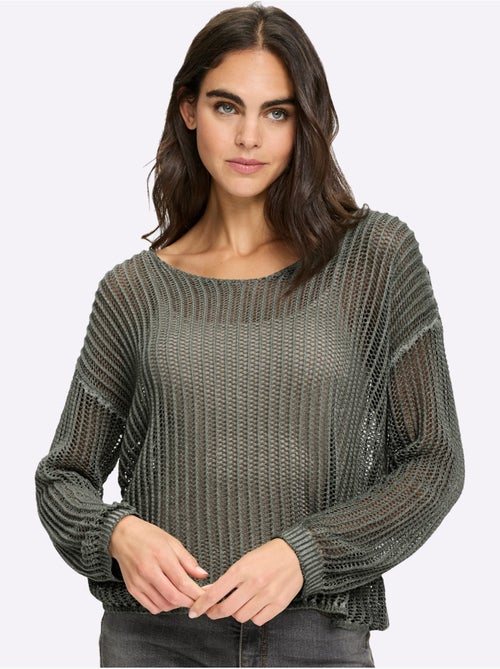 Pull Superbe Mélange De Matières - Taille Standard - helline - Kiabi