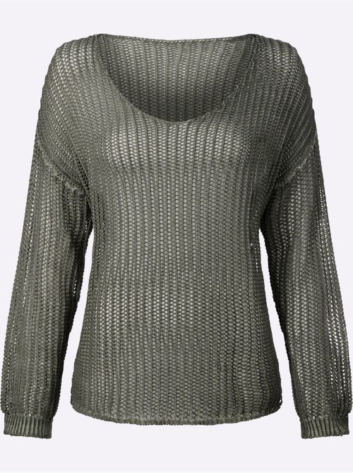 Pull Superbe Mélange De Matières - Taille Standard - helline - Kiabi