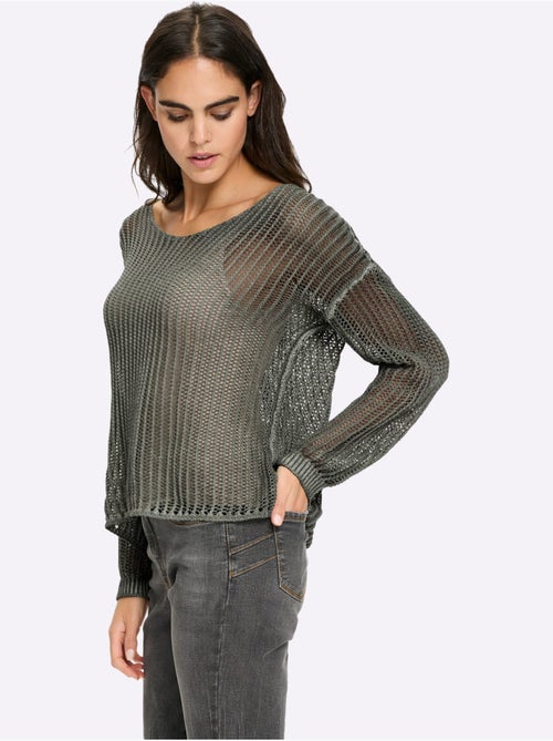 Pull Superbe Mélange De Matières - Taille Standard - helline - Kiabi