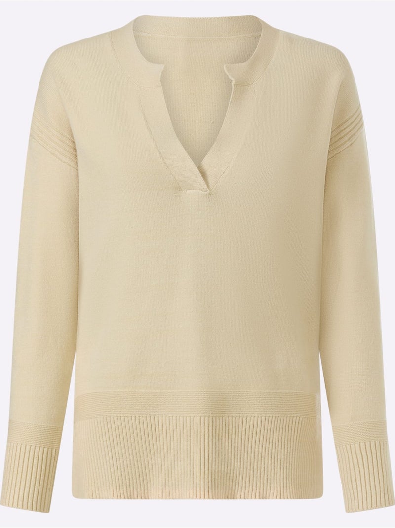 Pull superbe mélange de matières - taille standard - helline Sable - Kiabi