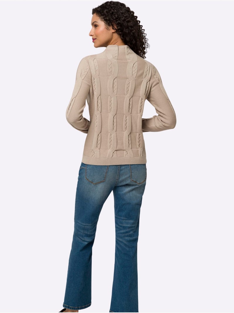 Pull Superbe Motif Torsadé - Taille Standard - Helline Beige - Kiabi