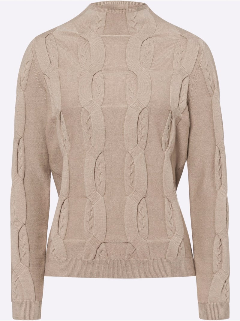 Pull Superbe Motif Torsadé - Taille Standard - Helline Beige - Kiabi