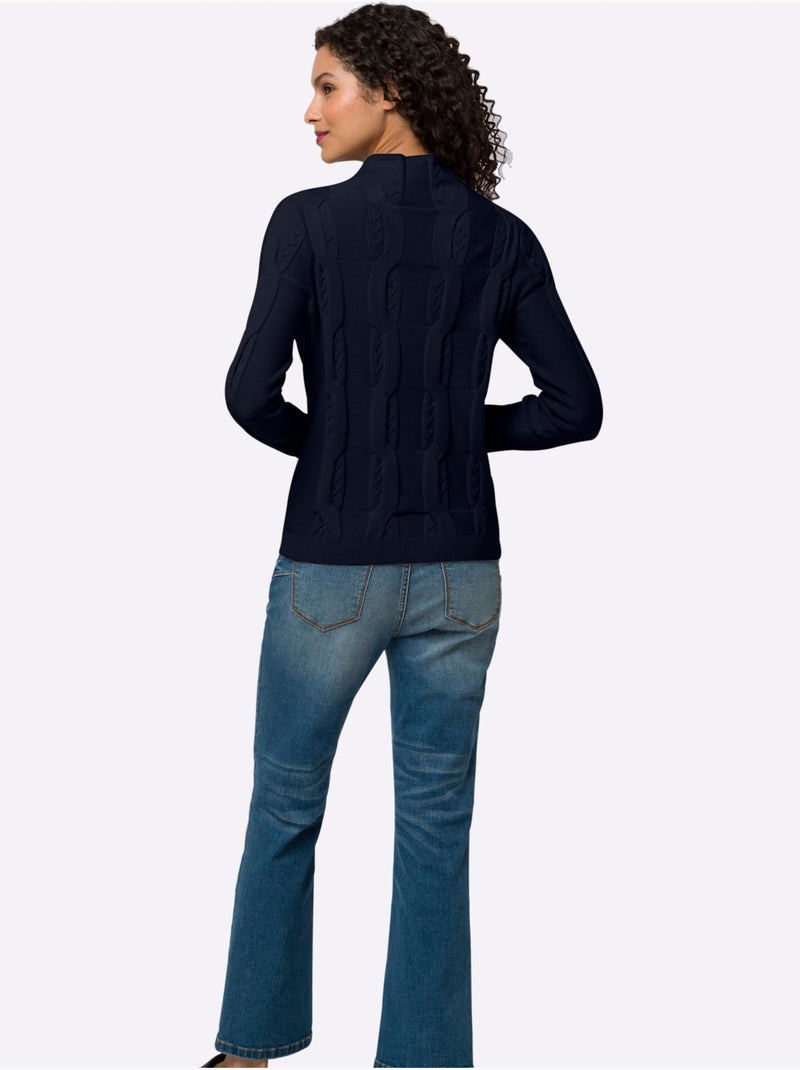 Pull Superbe Motif Torsadé - Taille Standard - Helline Bleu marine - Kiabi