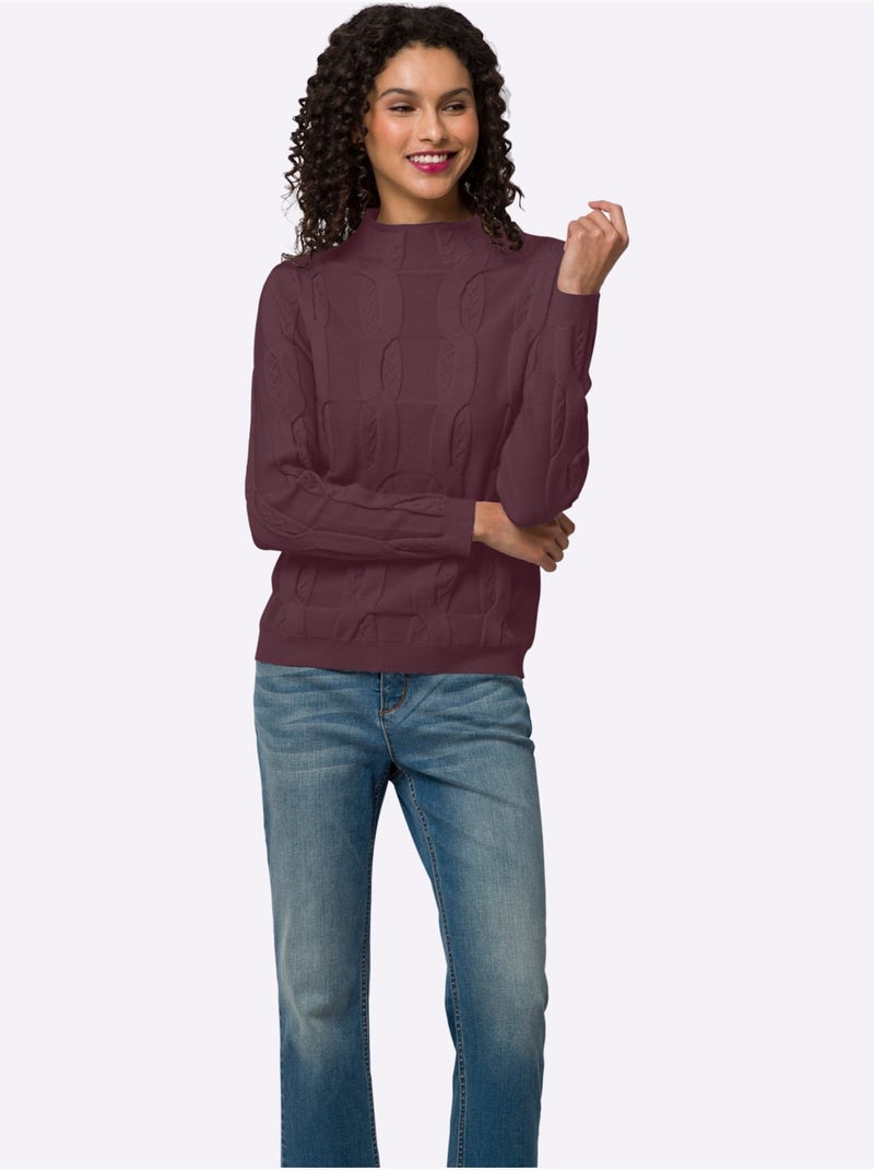 Pull superbe motif torsadé - taille standard - helline Noir Bordeaux - Kiabi