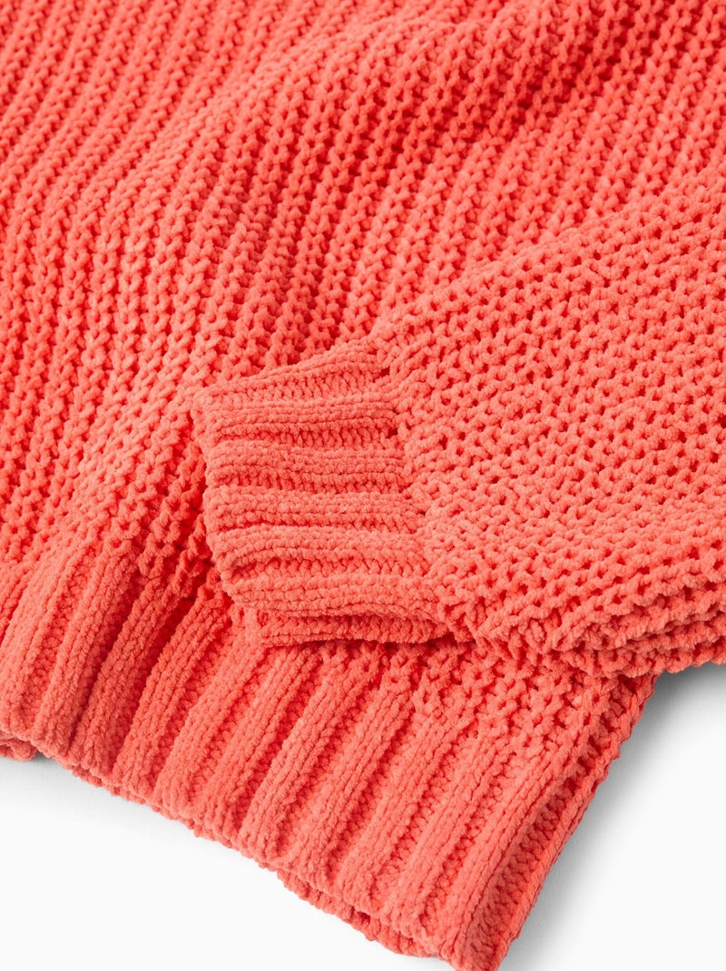 Pull Sweat Knit tricot extra doux, court ART ATTACK Orange clémentine - Kiabi