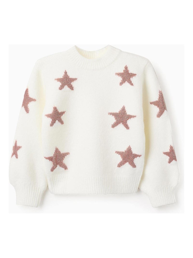 Pull Sweat Knit tricoté, avec des étoiles en lurex DANCE ROOM Beige clair - Kiabi