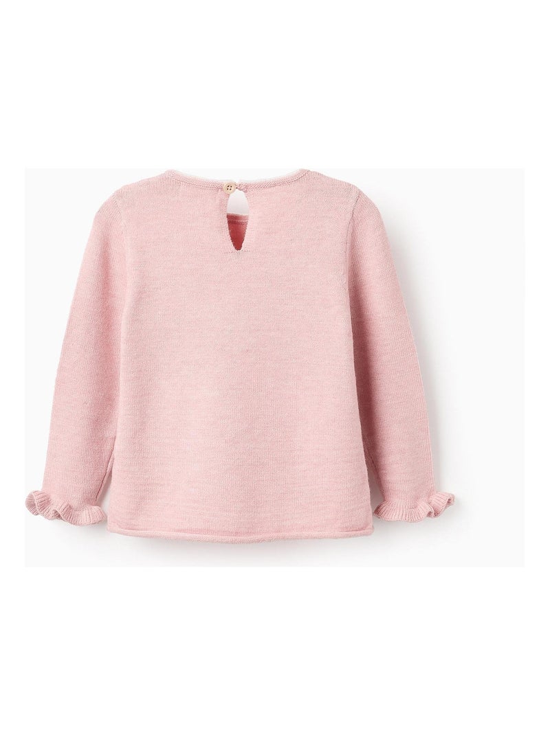 Pull Sweat Knit tricoté, avec des volants NOVEAUX NATURE Rose clair - Kiabi