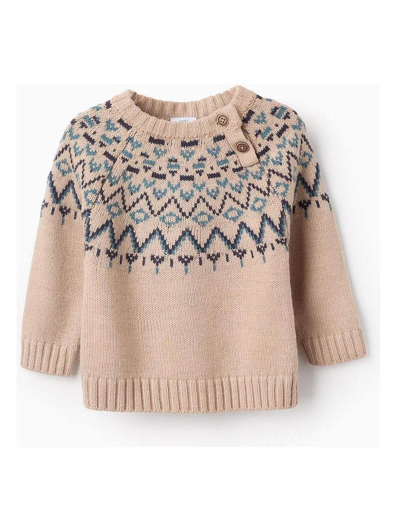 Pull Sweat Knit tricoté, avec jacquard NOVEAUX NATURE Gris clair - Kiabi