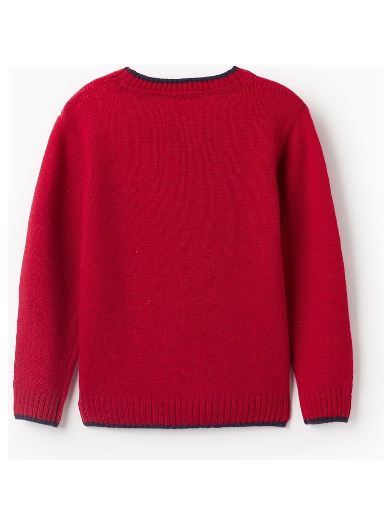 Pull Sweat Knit tricoté, rayures contrastées NOËL Rouge - Kiabi