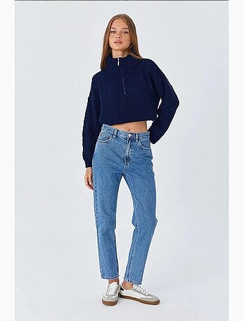 Pull texturé à manches longues et col zippé mixray