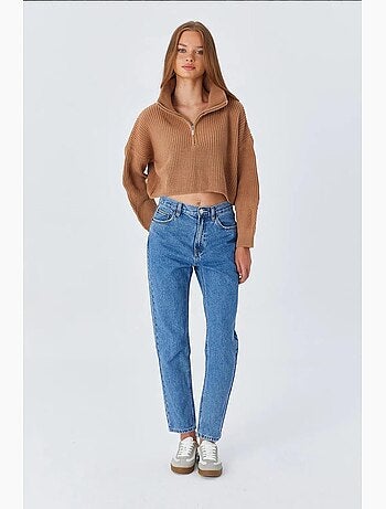 Pull texturé à manches longues et col zippé mixray