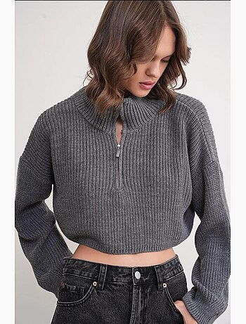 Pull texturé à manches longues et col zippé mixray