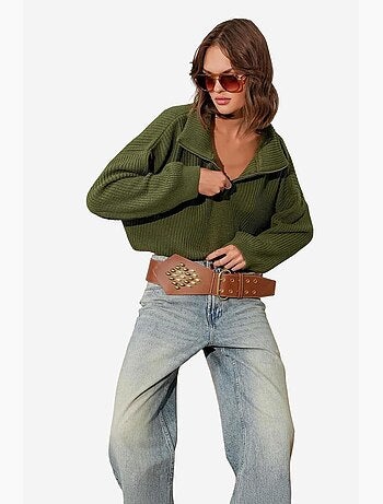 Pull texturé à manches longues et col zippé mixray
