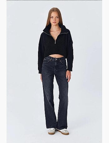 Pull texturé à manches longues et col zippé mixray