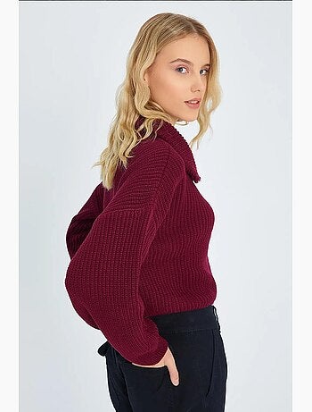 Pull texturé à manches longues et col zippé mixray