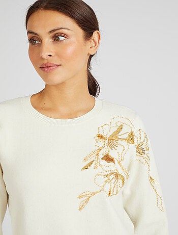 Pull Thermolactyl avec perles fantaisie et sequins - Damart