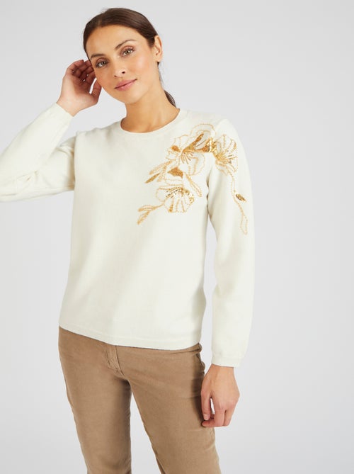 Pull Thermolactyl avec perles fantaisie et sequins - Damart - Kiabi