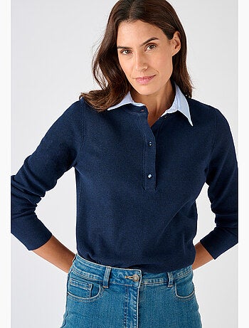 Pull Thermolactyl col chemisier chambray - Damart