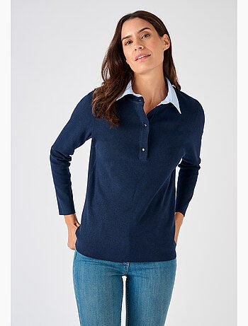 Pull Thermolactyl col chemisier chambray - Damart