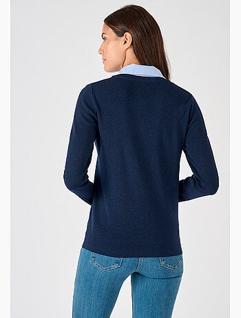 Pull Thermolactyl col chemisier chambray - Damart