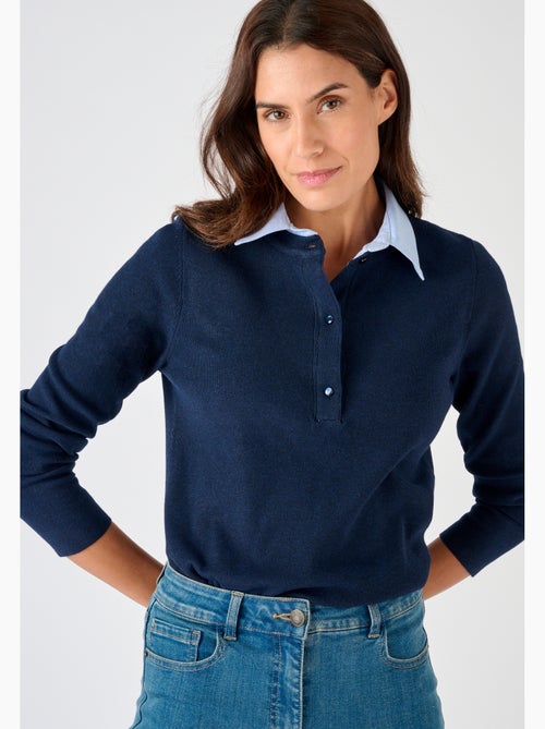 Pull Thermolactyl col chemisier chambray - Damart - Kiabi