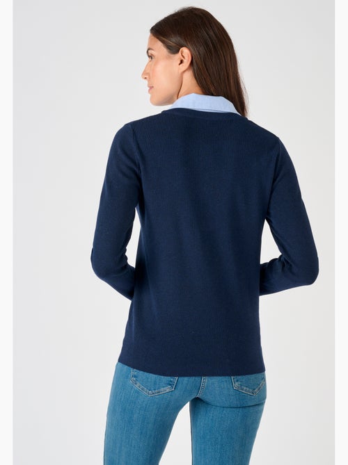 Pull Thermolactyl col chemisier chambray - Damart - Kiabi