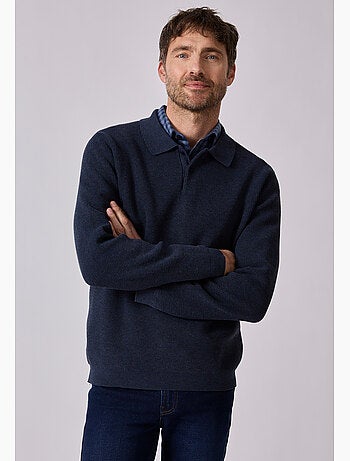 Pull thermolactyl col polo en maille texturée. - damart