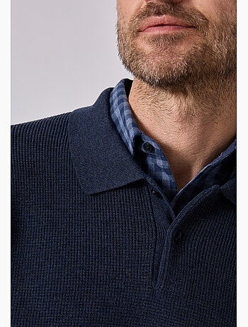 Pull thermolactyl col polo en maille texturée. - damart